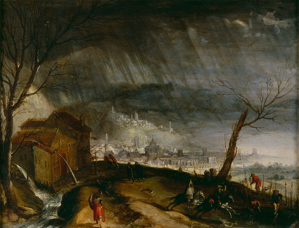 Thunderstorm and Fleeing Horsemen, Flemish School, seventeenth century. © Cameraphoto Arte, Venice / Art Resource, NY.