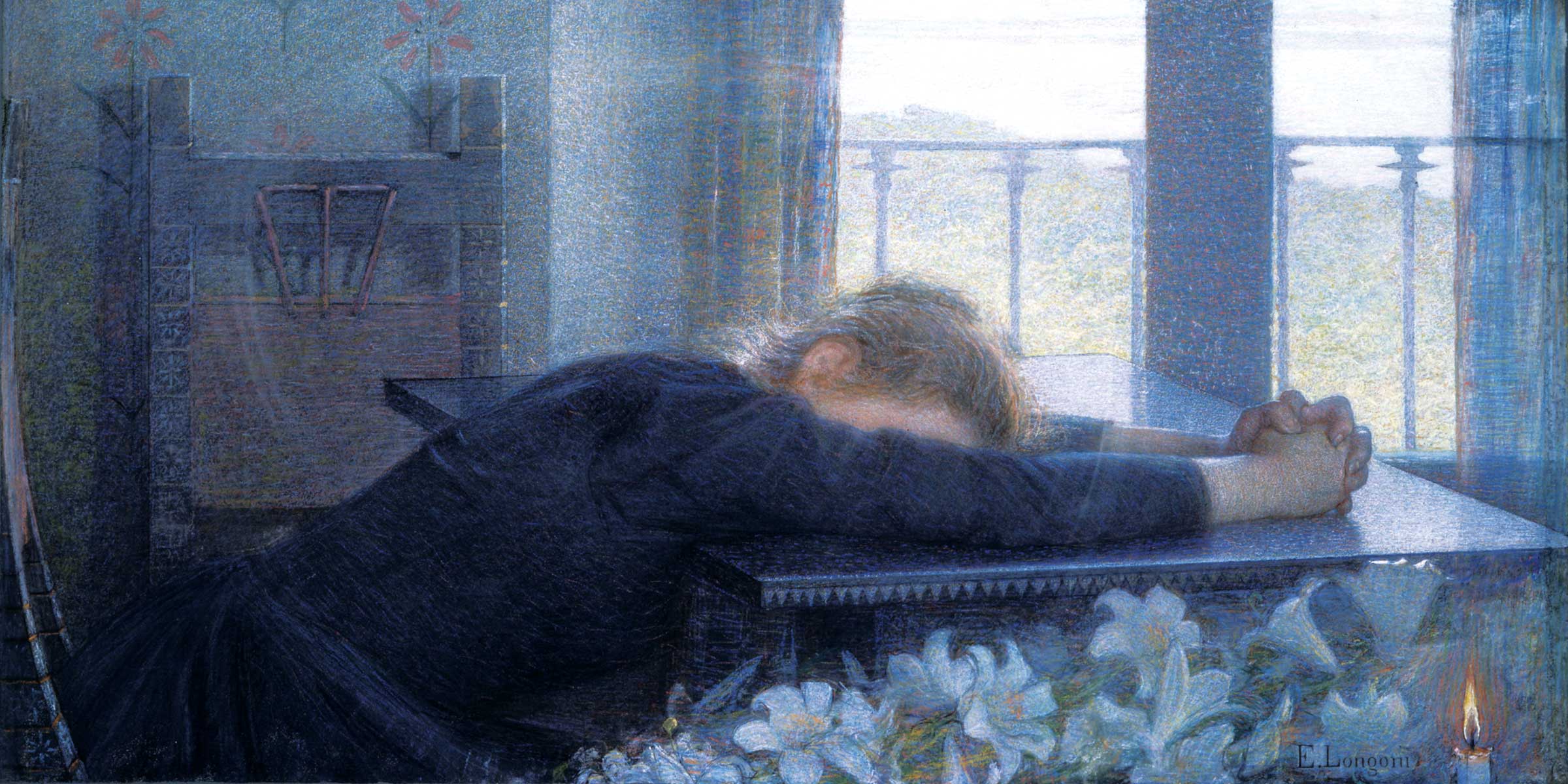 Alone! (detail), by Emilio Longoni, 1900. © Alinari Archives/Art Resource, NY. Alone! (detail), by Emilio Longoni, 1900.