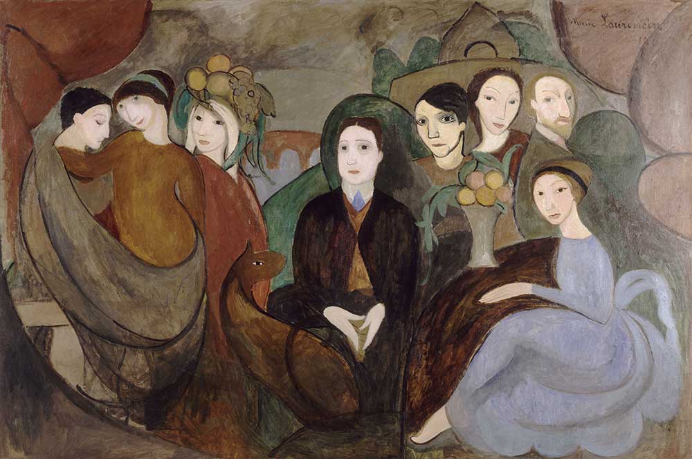 Guillaume Apollinaire and His Friends, by Marie Laurencin, 1909. © CNAC / MNAM, Dist. RMN-Grand Palais / Art Resource, NY © Fondation Foujita / ARS, NY / ADAGP, Paris. Guillaume Apollinaire and His Friends, by Marie Laurencin, 1909.
