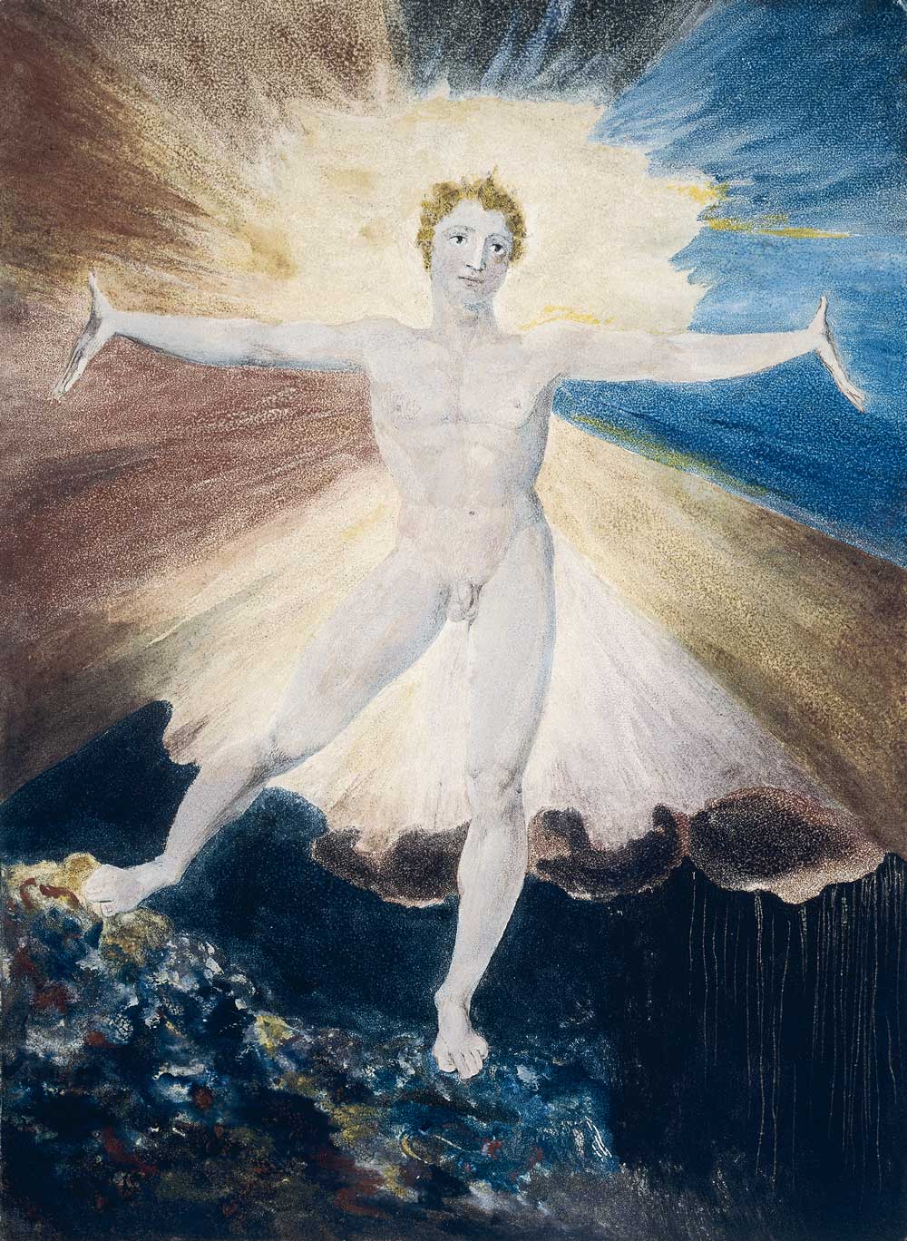 Albion Rose, by William Blake, c. 1795. © The Trustees of the British Museum/Art Resource, NY. The figure of Albion, a personification of humanity and of Britain, is freeing himself from the shackles of materialism.