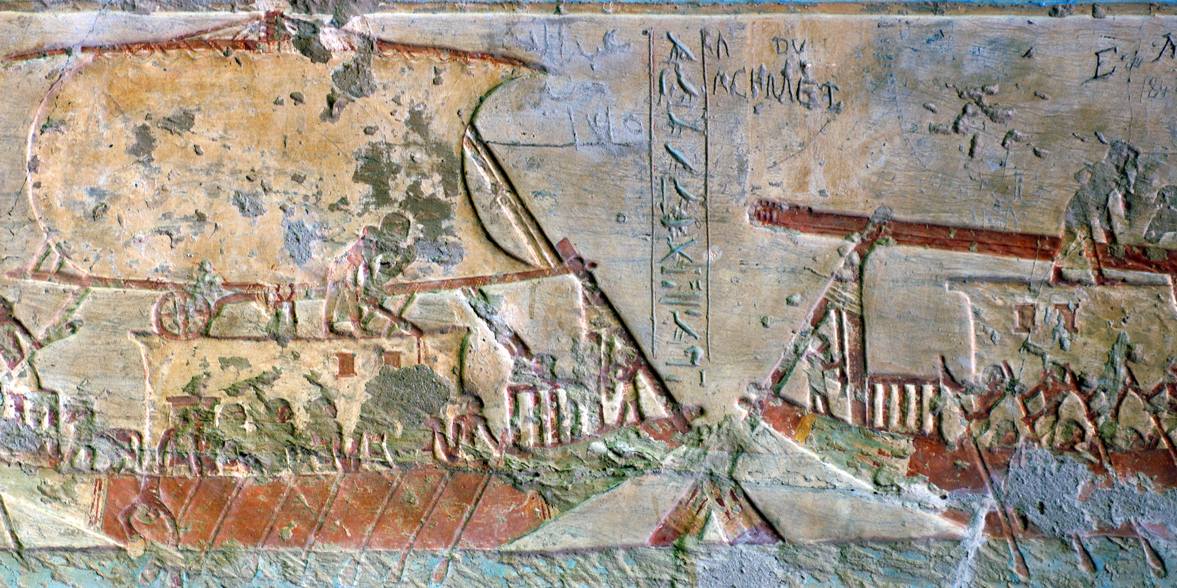 Ships loaded with grain, frieze from the Tomb of Paheri, Egypt, c. 1380 BC. © François Guenet / Art Resource, NY.