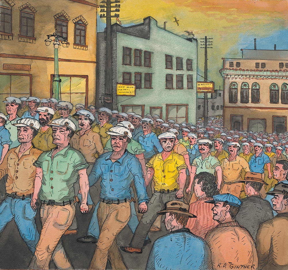 Longshoremen and Seamen in Silent Parade, by Ronald D. Ginther, 1935.