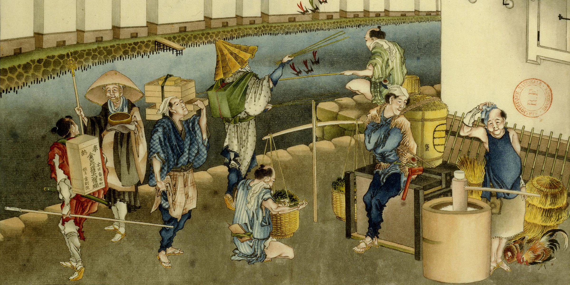 Street Scene in Nihonbashi, attributed to the workshop of Hokusai, c. 1826. © BnF, Dist. RMN-Grand Palais / Art Resource, NY.