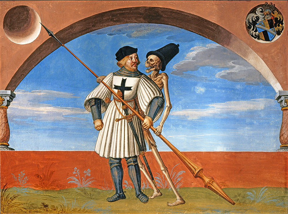 Death and a Knight of the Teutonic Order, by Albrecht Kauw the Elder after Niklaus Manuel-Deutsch, 1649. © Alfredo Dagli Orti / Art Resource, NY.