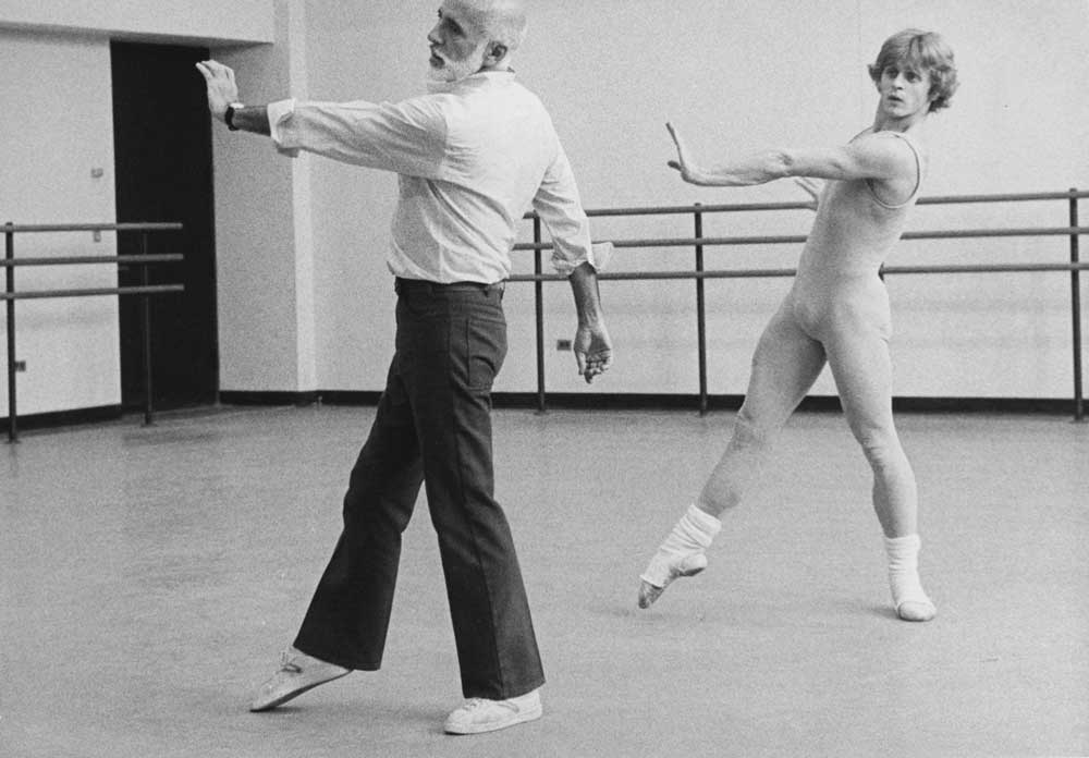 Jerome Robbins and Mikhail Baryshnikov rehearsing Other Dances, New York City, 1976. Photograph by Martha Swope.
