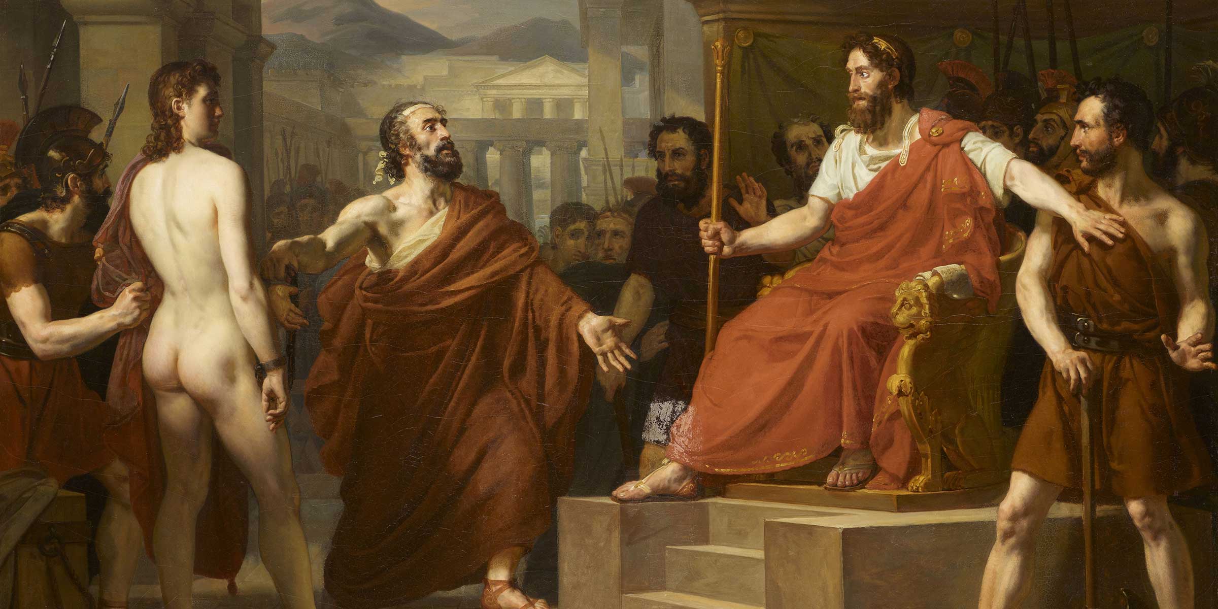 Pythias and Damon Before the Tyrant Dionysius I of Syracuse (detail), by Éloi Firmin Féron, 1826.