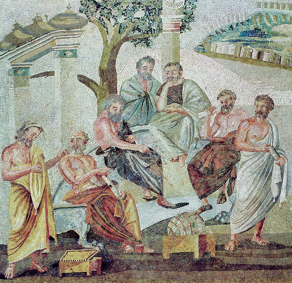 Mosaic of Plato’s Academy, Pompeii, first century BC.