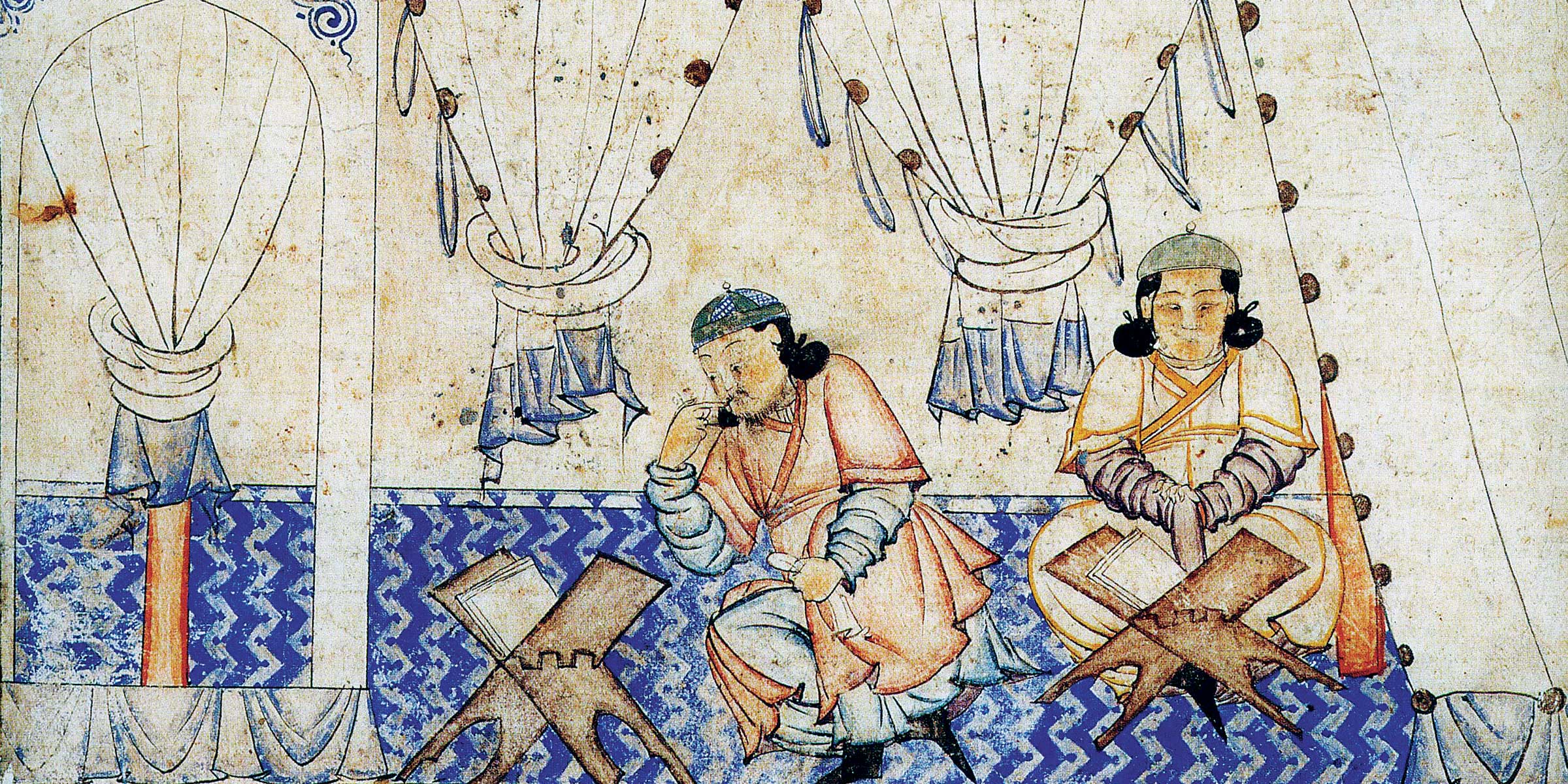Mongol prince studying the Quran, miniature from a fourteenth-century edition of Rashid al-Din’s Compendium of Chronicles. Universal History Archive / UIG / Bridgeman Images. Mongol prince studying the Quran.