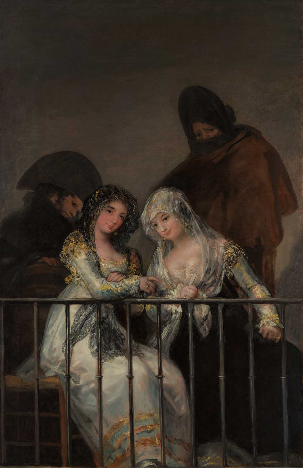 Majas on a Balcony, attributed to Francisco Goya, c. 1805.