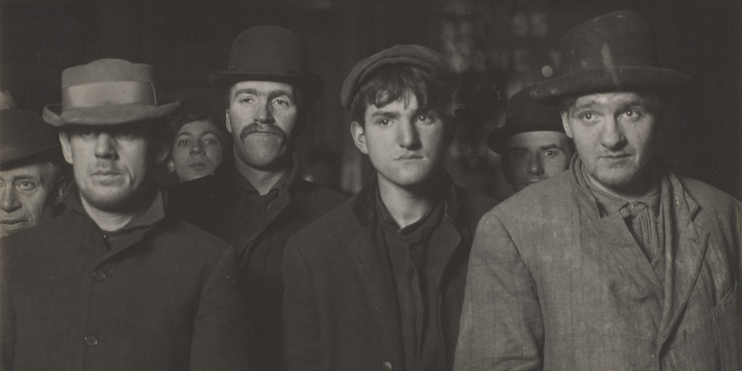 Midnight at the Bowery Mission Bread Line (detail), by Lewis Hine, c. 1906. The Metropolitan Museum of Art, gift of John C. Waddell, 1998.