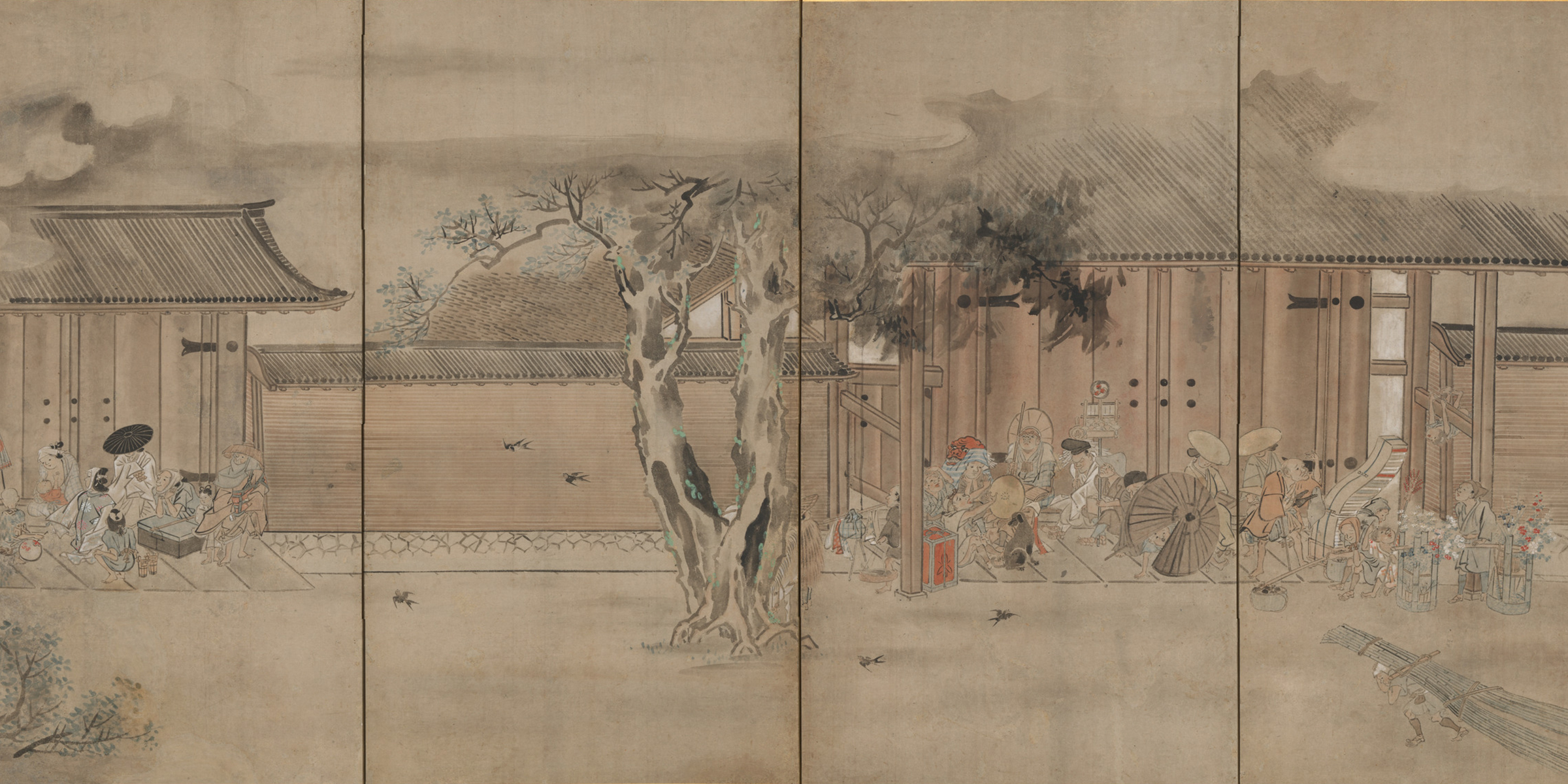Taking Shelter from the Rain, by Hanabusa Itcho, c. 1710. The Metropolitan Museum of Art, Mary Griggs Burke Collection, Gift of the Mary and Jackson Burke Foundation, 2015.