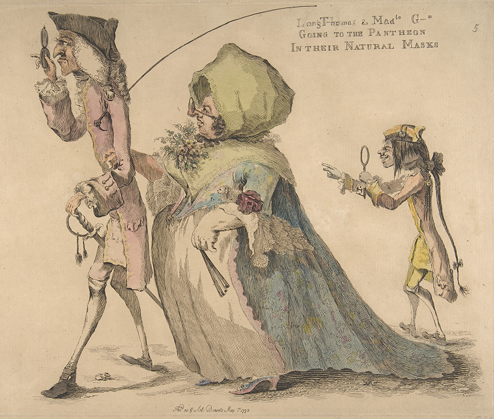 Long Thomas and Mademoiselle G–d Going to the Pantheon in Their Natural Masks, by William Austin, 1773. The Metropolitan Museum of Art, Harris Brisbane Dick Fund, 1917.