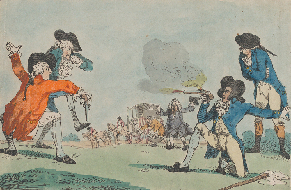 False Courage, by Thomas Rowlandson, 1788. The Metropolitan Museum of Art, The Elisha Whittelsey Collection, the Elisha Whittelsey Fund, 1959. False Courage, by Thomas Rowlandson, 1788. The Metropolitan Museum of Art, The Elisha Whittelsey Collection, the Elisha Whittelsey Fund, 1959.