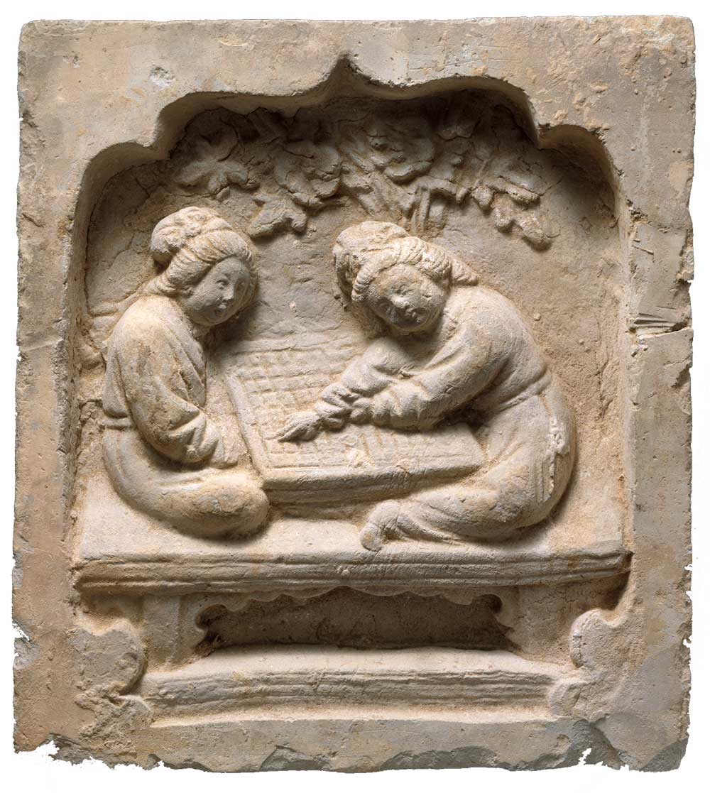 Tile with Women Playing a Board Game, China, thirteenth century. The Metropolitan Museum of Art, purchase, Friends of Asian Art Gifts, 2002. Tile with Women Playing a Board Game, China, thirteenth century.