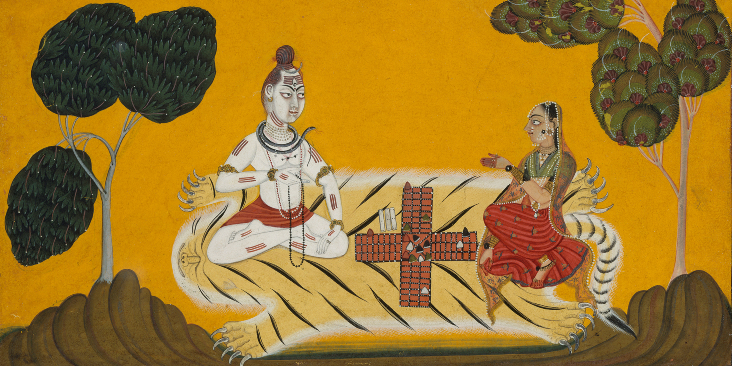 Shiva and Parvati Playing Chaupar, by Devidasa of Nurpur, c. 1695.