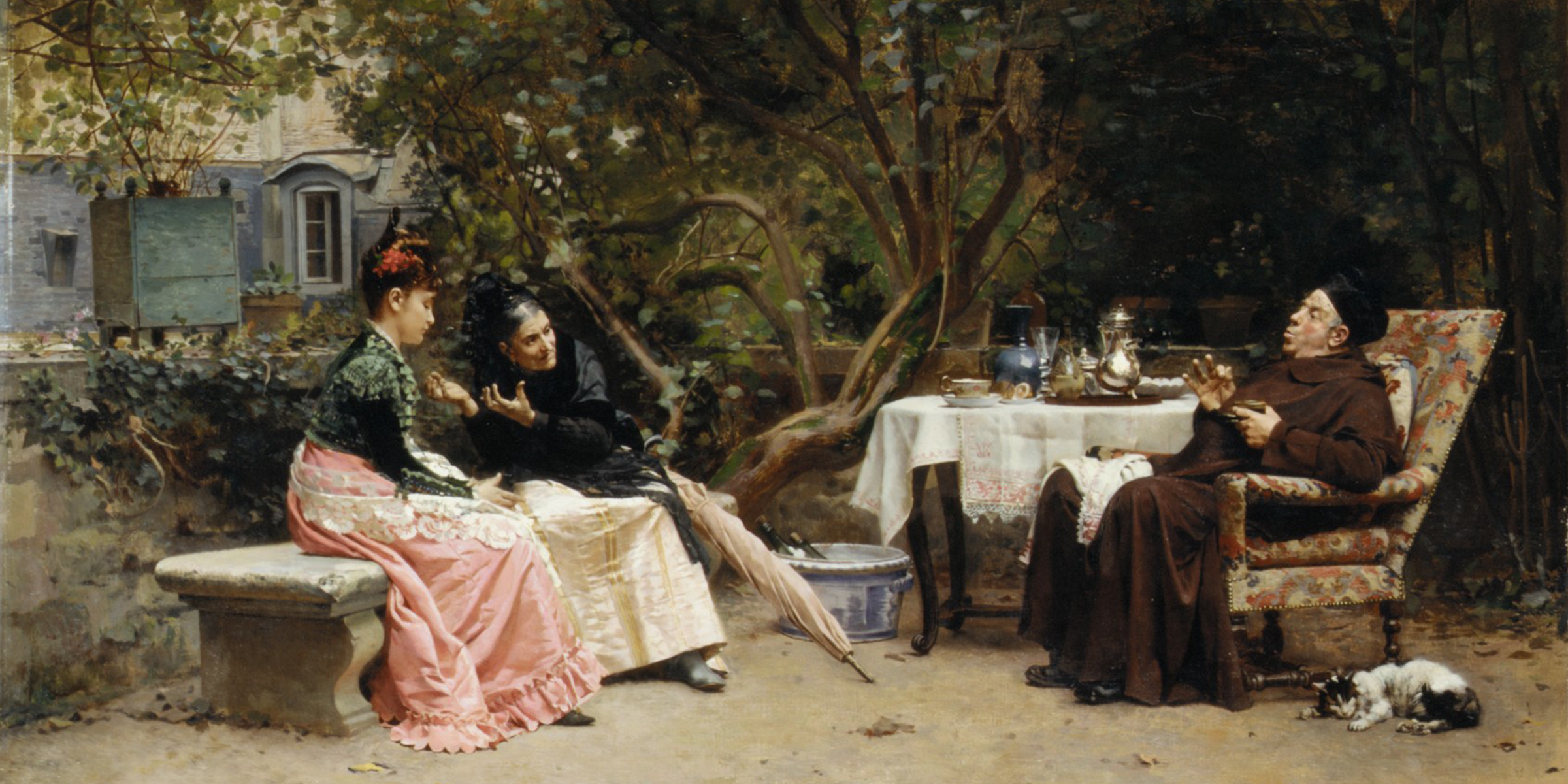 The Reprimand, by Jean-Georges Vibert, 1874. The Metropolitan Museum of Art, Catharine Lorillard Wolfe Collection, Bequest of Catharine Lorillard Wolfe, 1887. The Reprimand, by Jean-Georges Vibert, 1874. The Metropolitan Museum of Art, Catharine Lorillard Wolfe Collection, Bequest of Catharine Lorillard Wolfe, 1887.