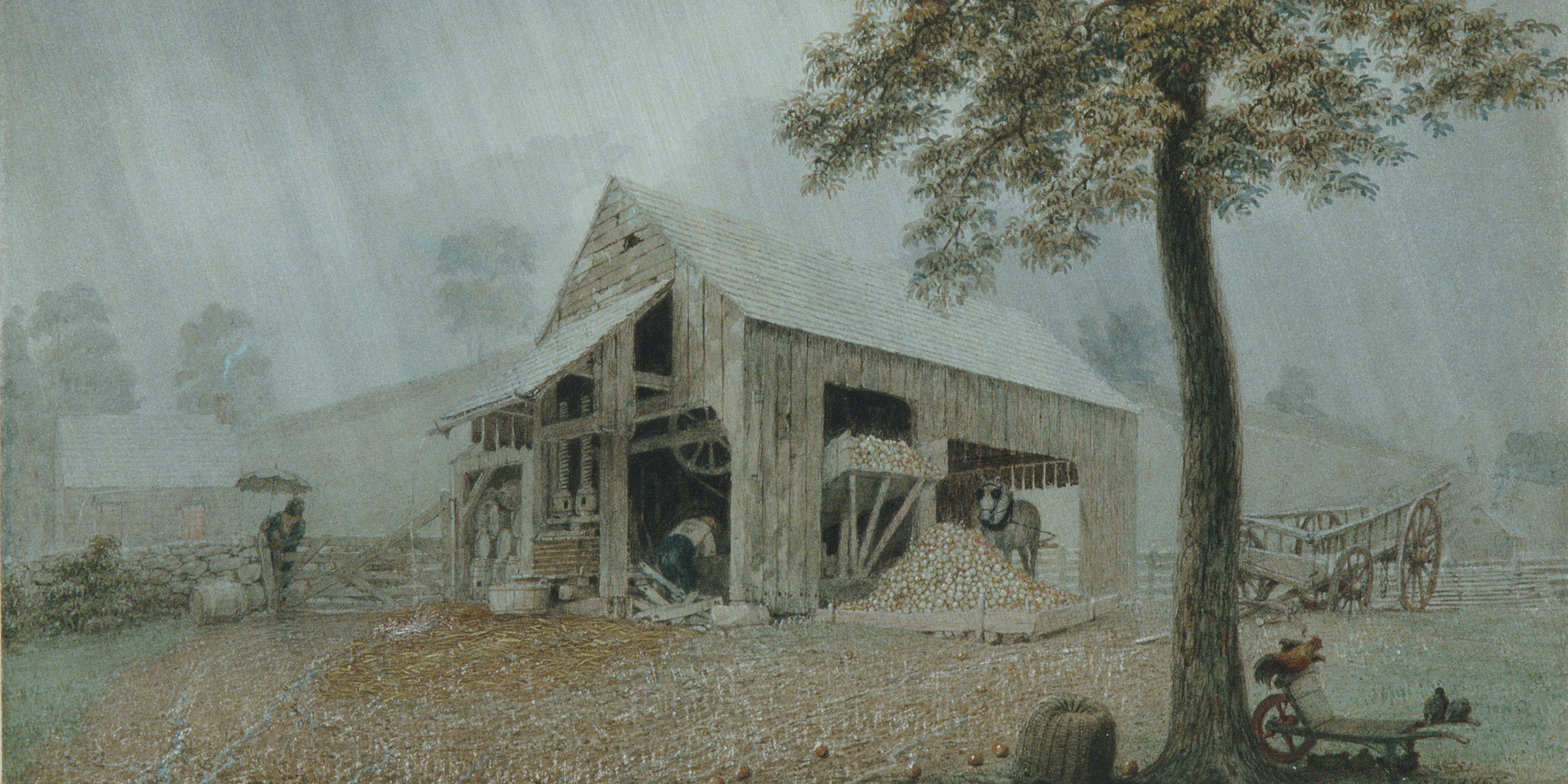 Rainstorm—Cider Mill at Redding, Connecticut, by George Harvey, c. 1840. The Metropolitan Museum of Art, Maria DeWitt Jesup Fund and Morris K. Jesup Funds, 1991. Rainstorm—Cider Mill at Redding, Connecticut, by George Harvey, c. 1840. The Metropolitan Museum of Art, Maria DeWitt Jesup Fund and Morris K. Jesup Funds, 1991.