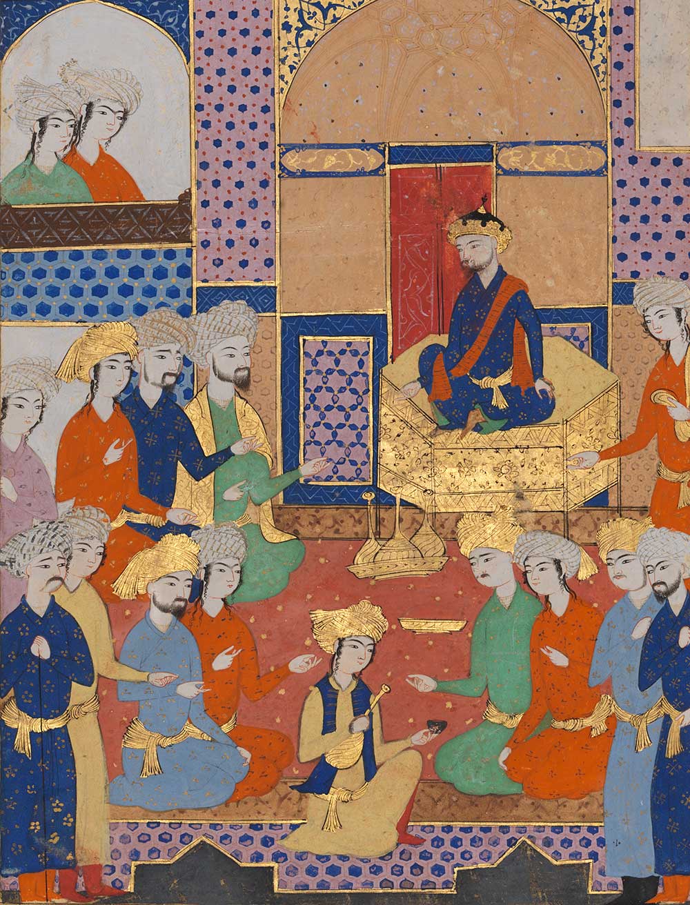 Detail of a miniature from a sixteenth-century edition of Muhammad Khwandamir’s Friend of Biographies. Los Angeles County Museum of Art, Nasli M. Heeramaneck Collection, gift of Joan Palevsky. Detail of a miniature from a sixteenth-century edition of Muhammad Khwandamir’s Friend of Biographies.