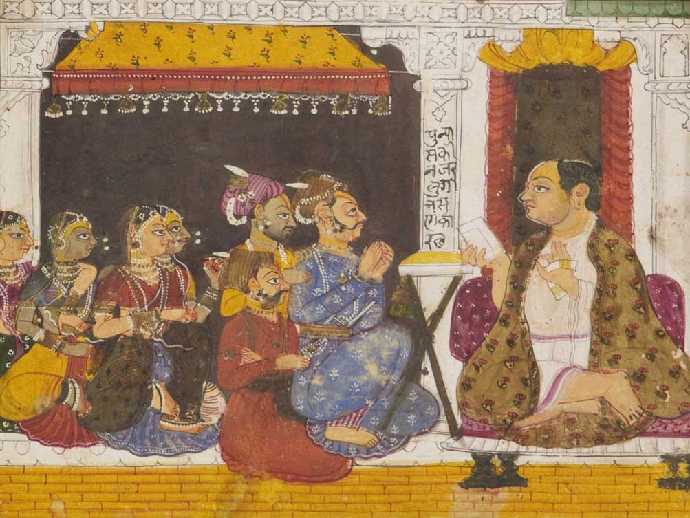 A Jain Monk Preaching (detail), Rajasthan, c. 1680.
