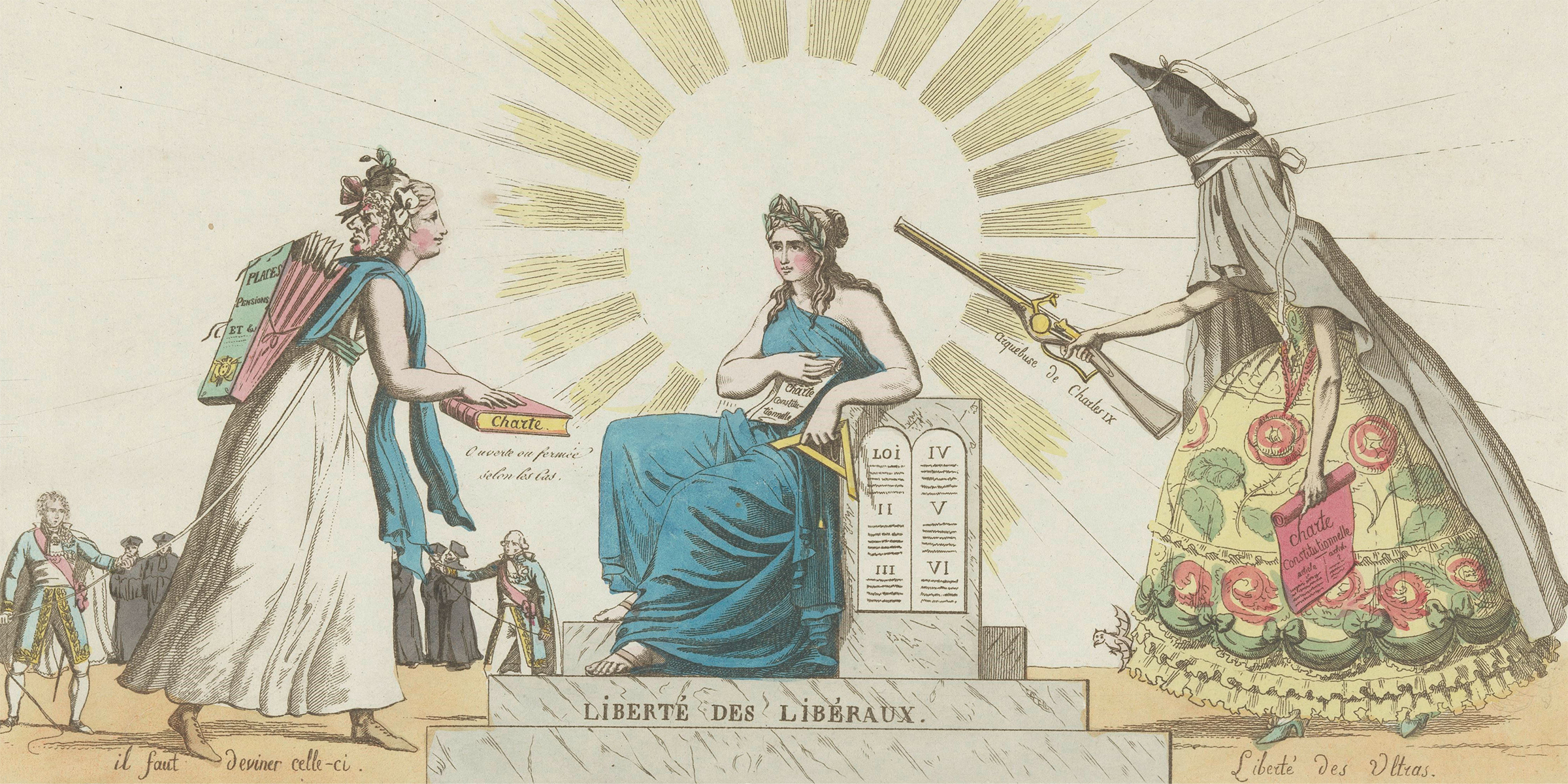 The Three Liberties (detail), French etching, 1819.