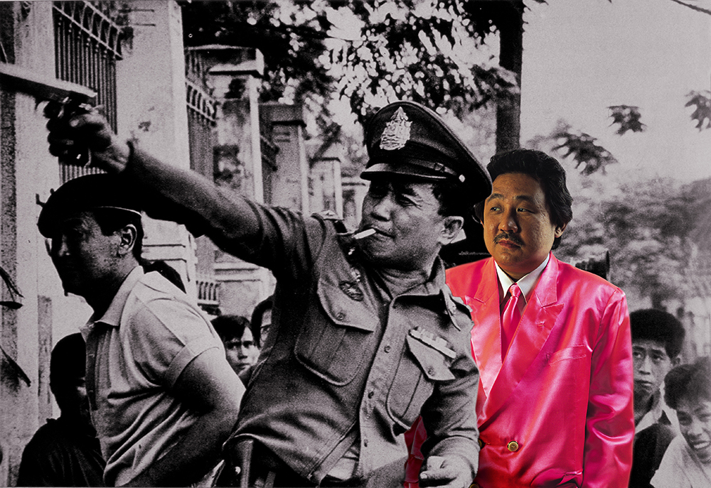 Horror in Pink #2 (6 October 1976 Rightwing Fanatics’ Massacre of Democracy Protesters), by Manit Sriwanichpoom, 2001. © Manit Sriwanichpoom, courtesy the artist and Tyler Rollins Fine Art. Horror in Pink #2 (6 October 1976 Rightwing Fanatics’ Massacre of Democracy Protesters), by Manit Sriwanichpoom, 2001.