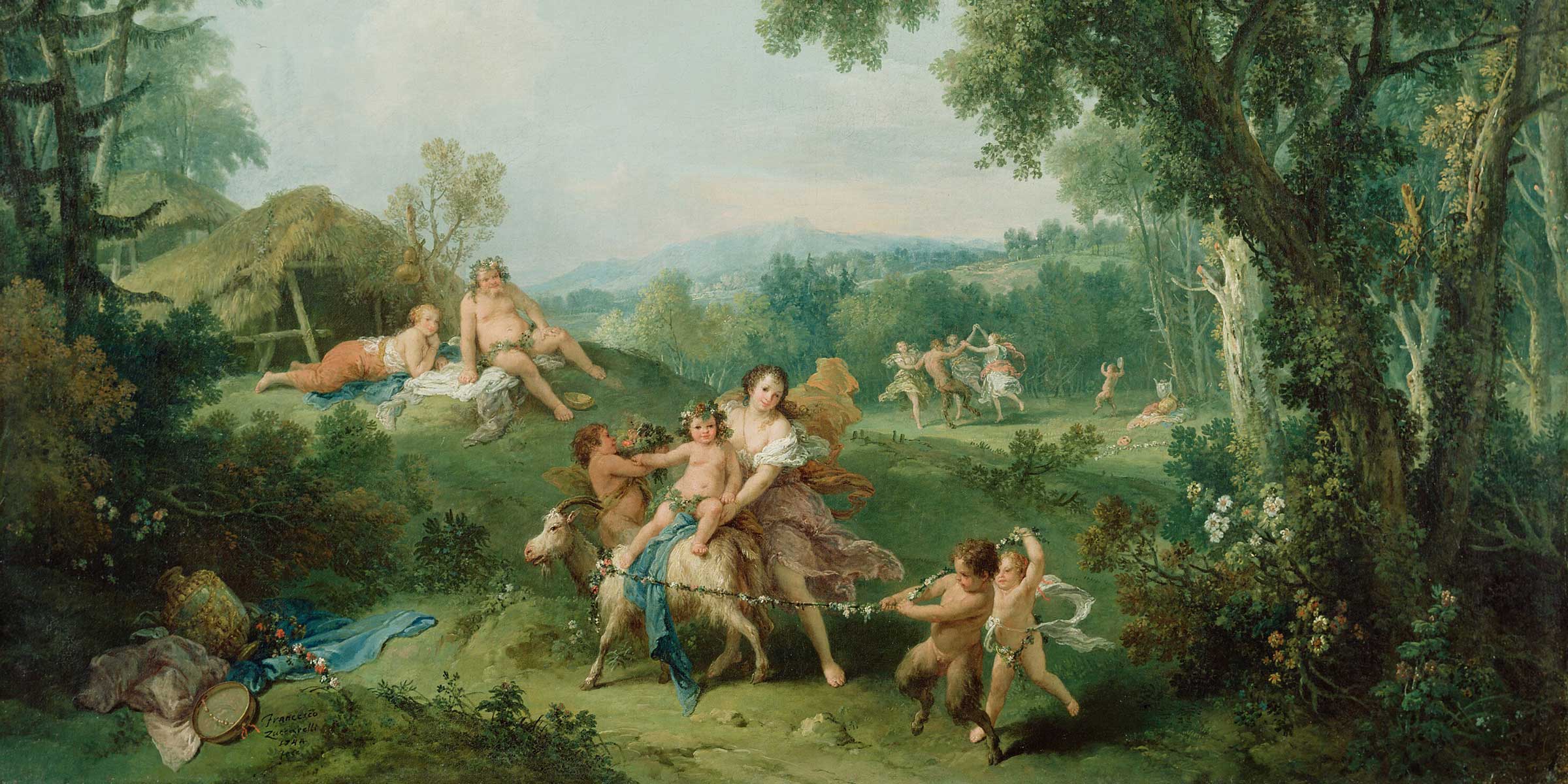 Landscape with the Education of Bacchus (detail), by Francesco Zuccarelli, 1744. The J. Paul Getty Museum, Los Angeles.
