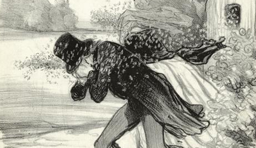 Man and Woman Being Chased by Bees (detail), by Honoré Daumier. The New York Public Library, Art and Picture Collection.