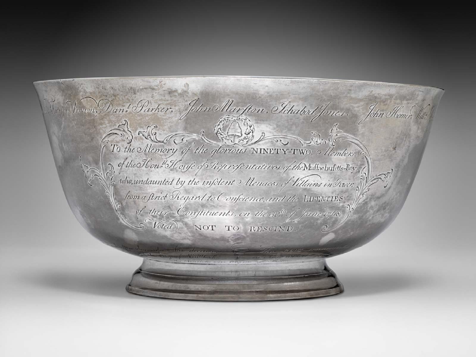 Sons of Liberty bowl, by Paul Revere, 1768. Museum of Fine Arts, Boston Sons of Liberty bowl, by Paul Revere, 1768.