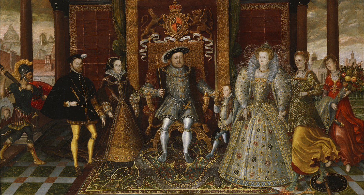 An Allegory of the Tudor Succession: The Family of Henry VIII, by unknown artist, c. 1590. Yale Center for British Art, Paul Mellon Collection.