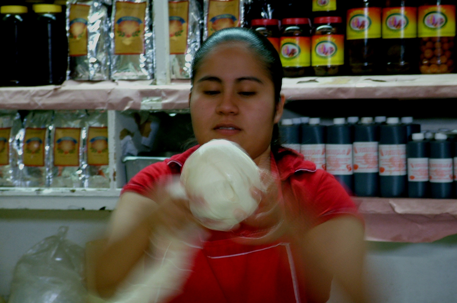 Making Oaxacan cheese, 2003. Photograph by Alexandre Keledjian. Flickr. (CC BY-NC 2.0)