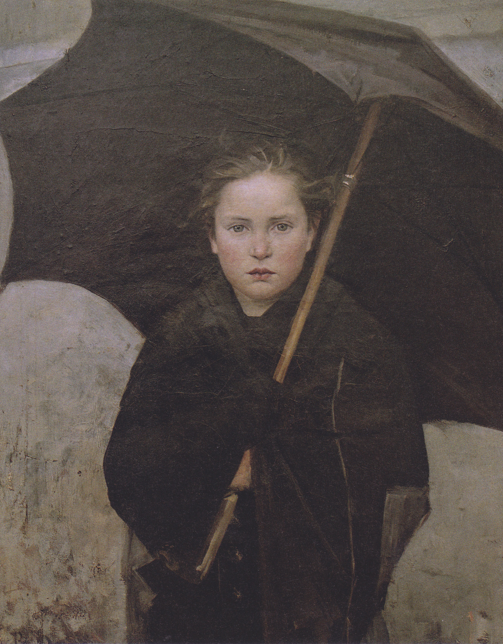 Painting of a young woman holding an umbrella. The Umbrella, by Marie Bashkirtseff, 1883. Wikimedia Commons, State Russian Museum.