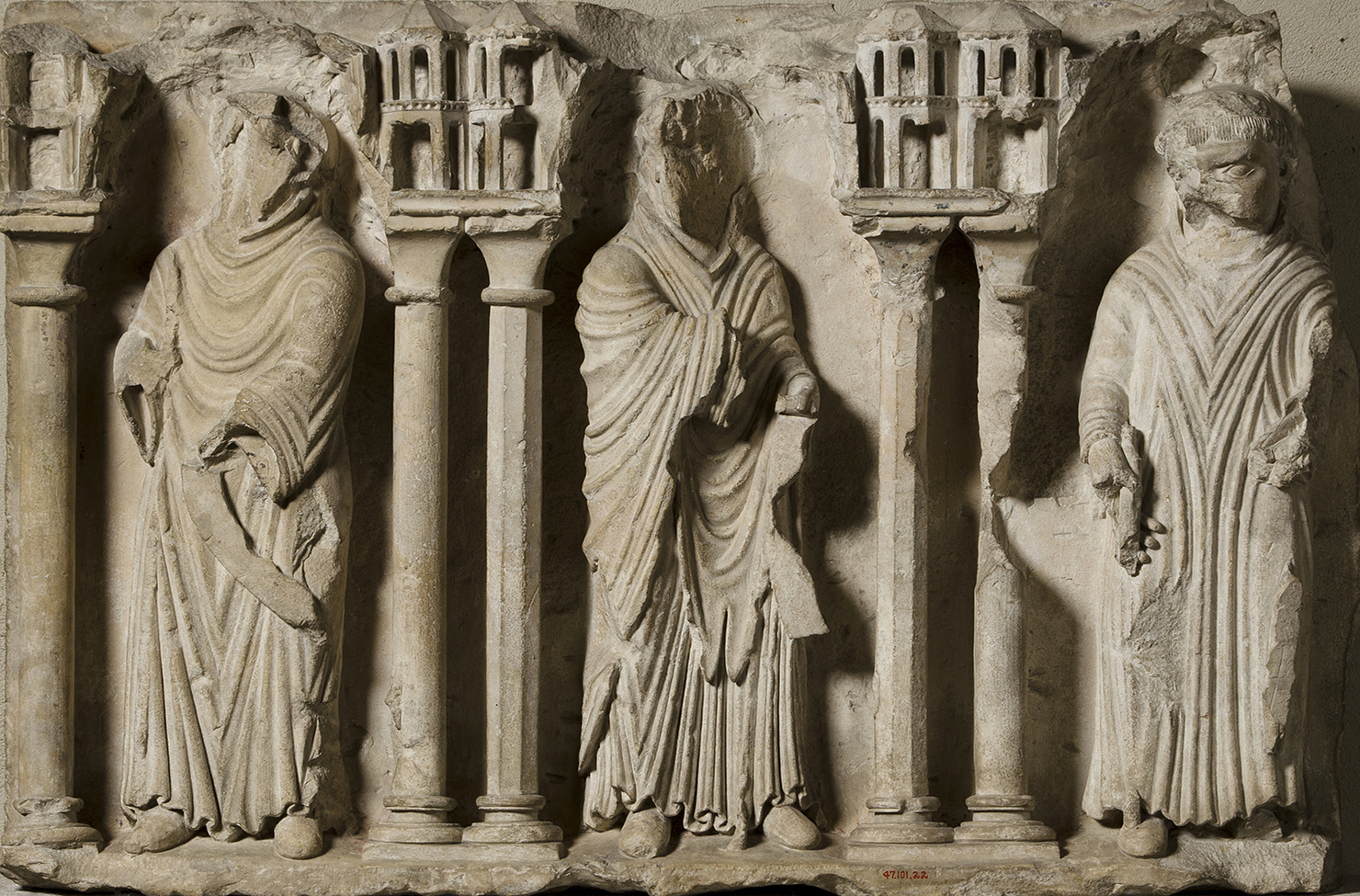 Relief Fragment with Three Monks. Relief Fragment with Three Monks.