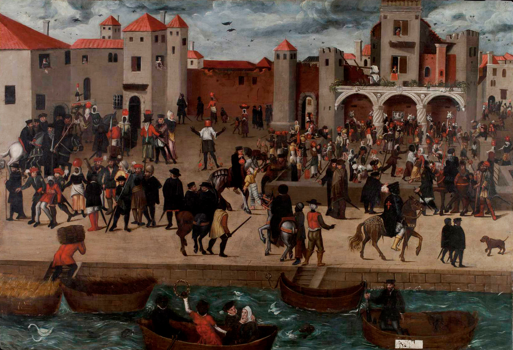 Chafariz d’el Rey in the Alfama District (View of a Square with the King’s Fountain in Lisbon), by anonymous, c. 1570–80. Wikimedia Commons, Berardo Collection Museum.