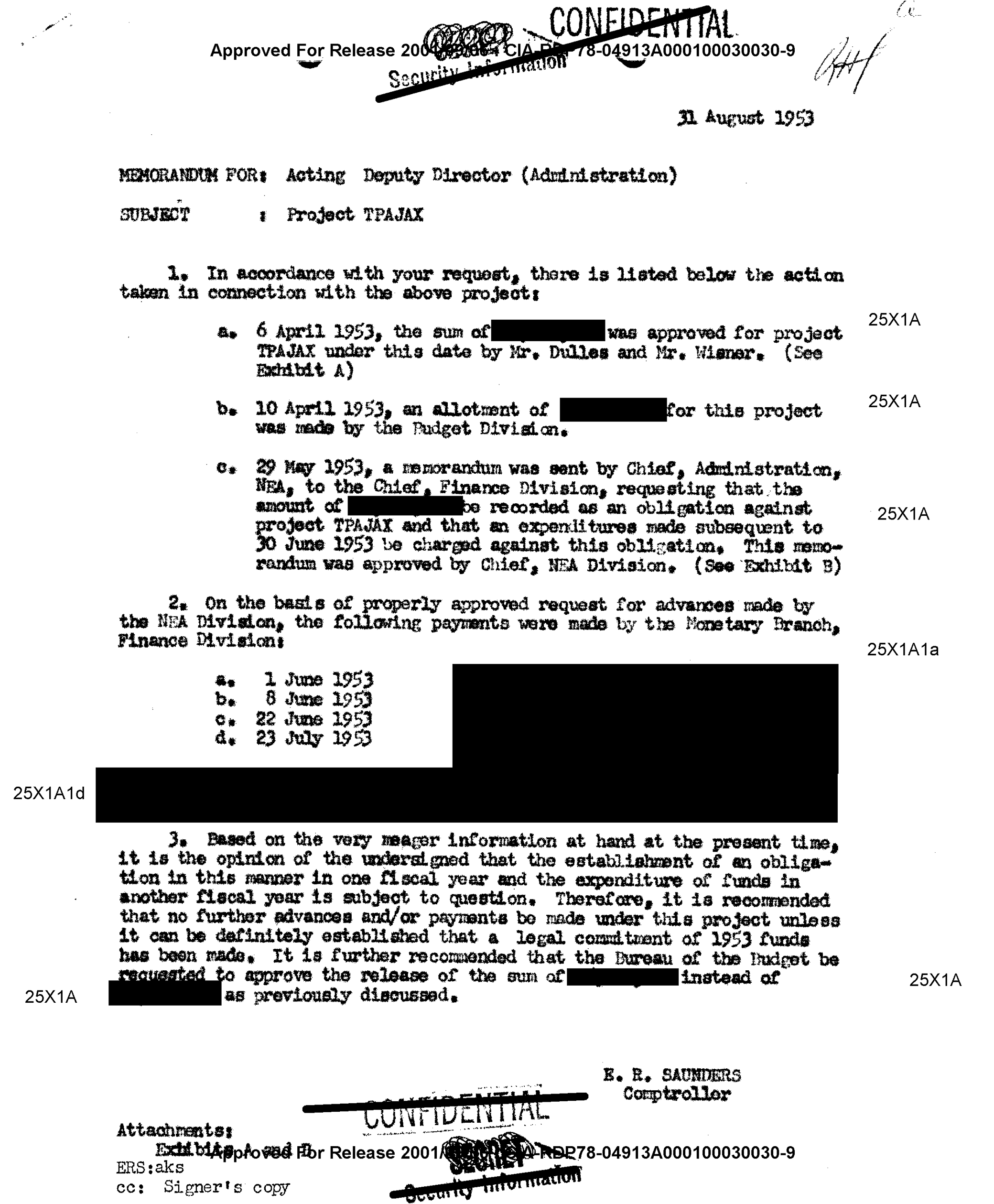 Project TPAJAX, 1953. Central Intelligence Agency, General CIA Records.