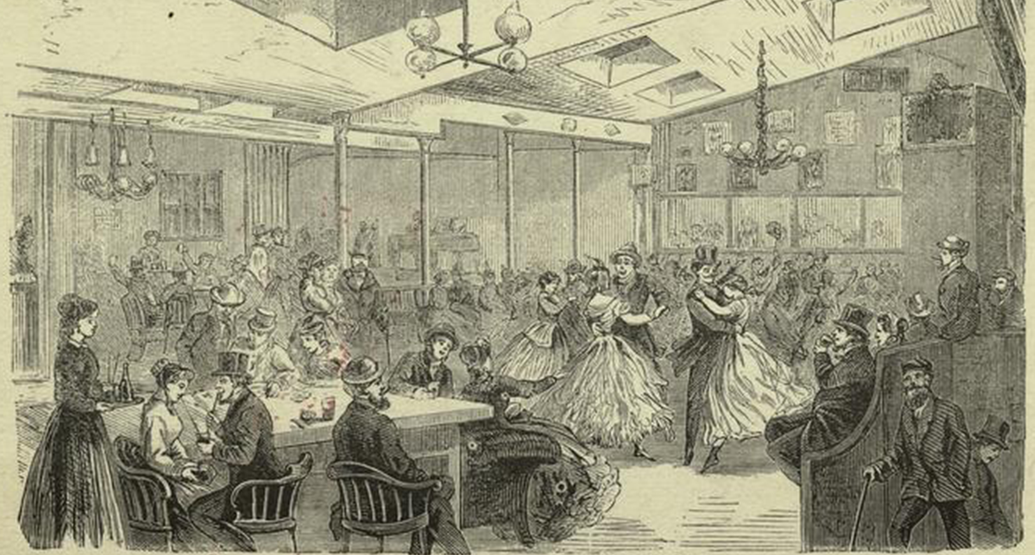 “Inside Harry Hill’s Dance-House,” Houston Street near Broadway, New York City, 1869. The New York Public Library Digital Collections.