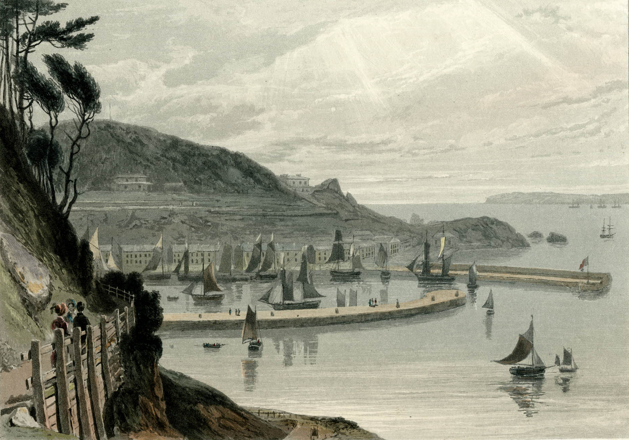 Torquay, Devon, by William Daniell, 1825. The British Museum. Torquay, Devon, by William Daniell, 1825. The British Museum.
