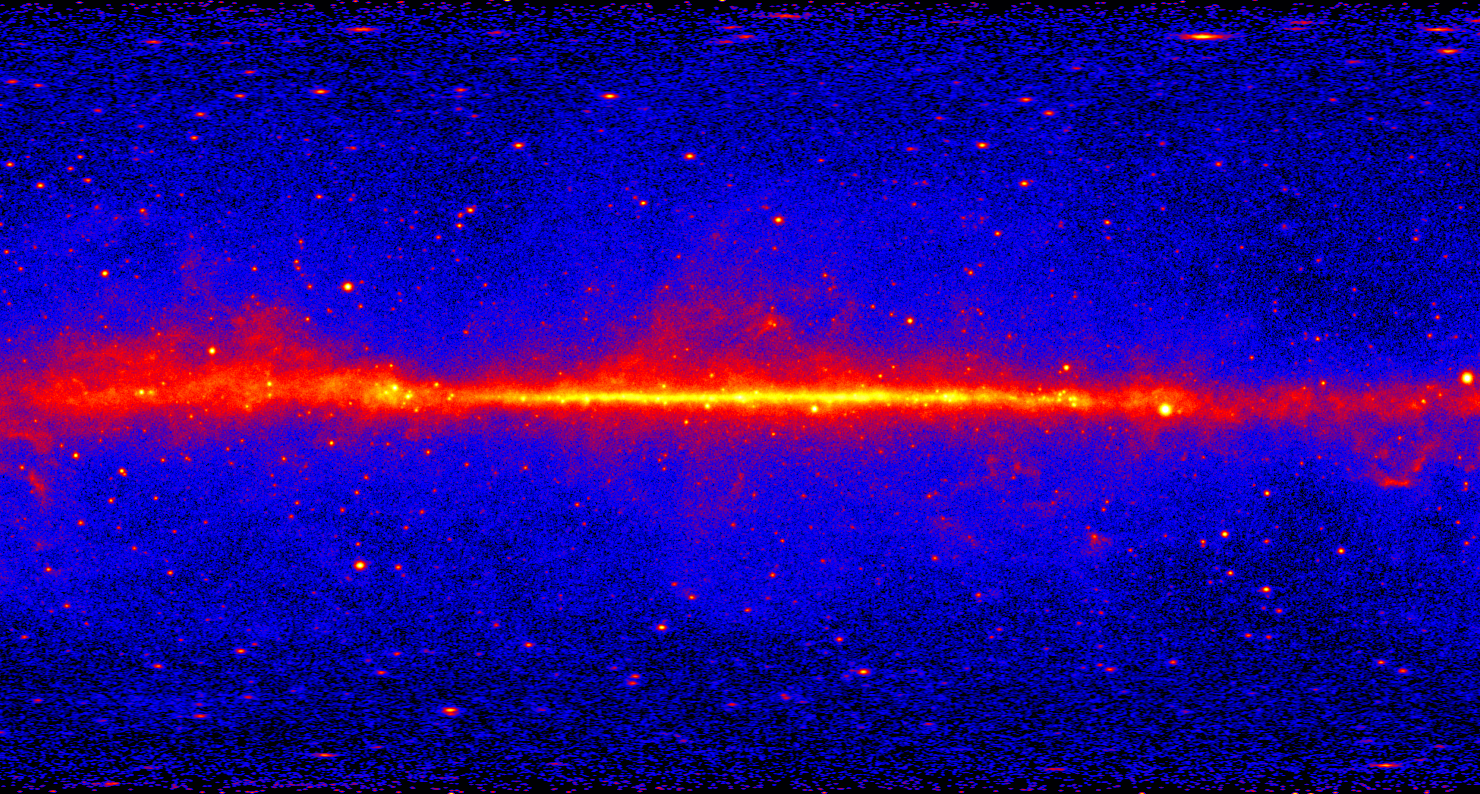 Fermi’s Large Area Telescope’s five-year view of the gamma-ray sky, 2013. NASA/DOE/Fermi LAT Collaboration. Fermi’s Large Area Telescope’s five-year view of the gamma-ray sky, 2013. NASA/DOE/Fermi LAT Collaboration.