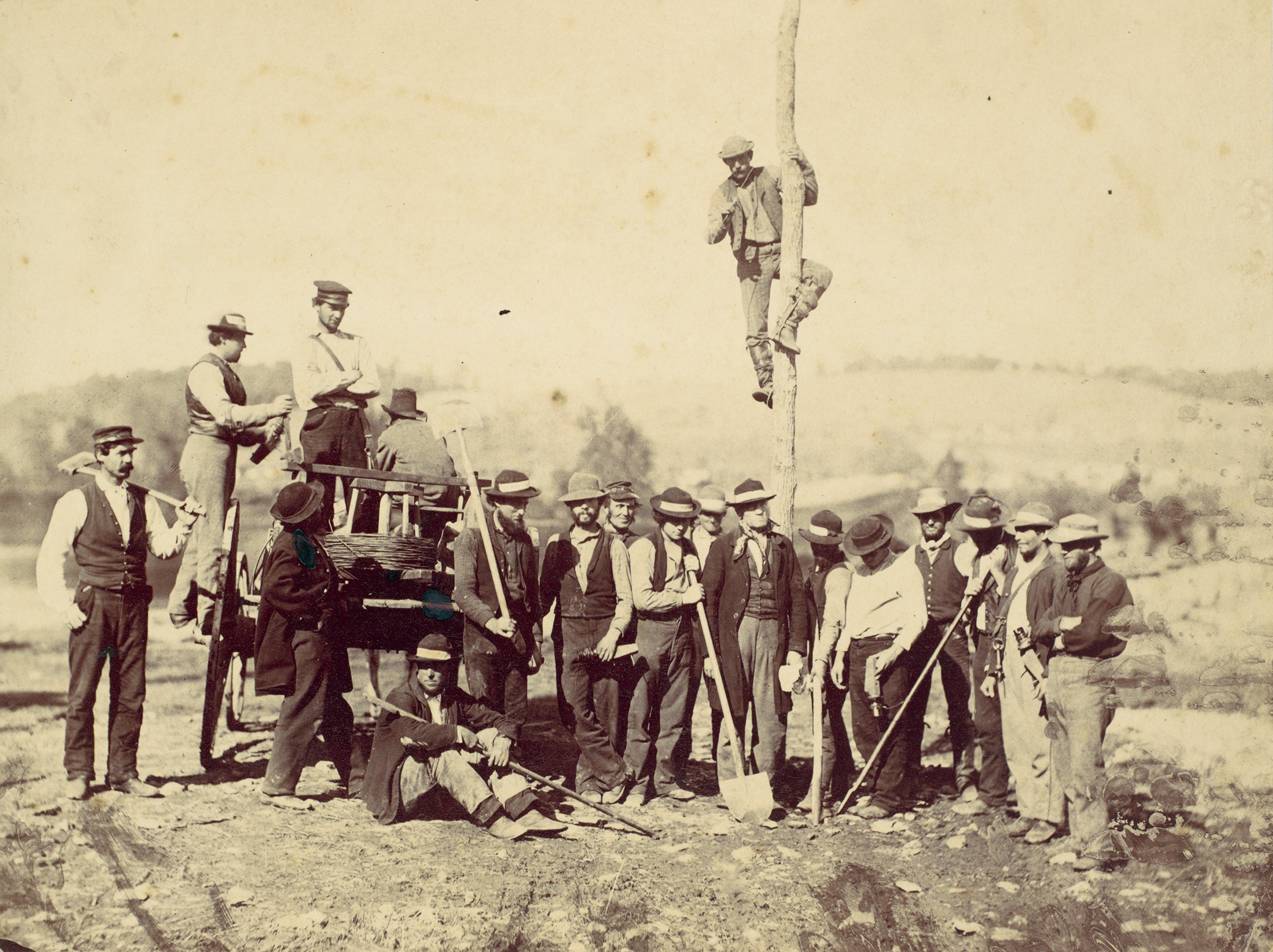 Military Telegraphic Corps, Army of the Potomac, Berlin, Maryland, October 1862. Photograph by Alexander Gardner. The Metropolitan Museum of Art, Purchase, Florance Waterbury Bequest, 1970.