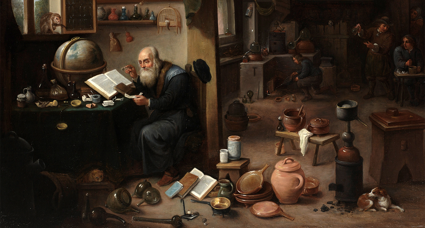 An Alchemist in his Laboratory, after David Teniers the Younger, seventeenth century.