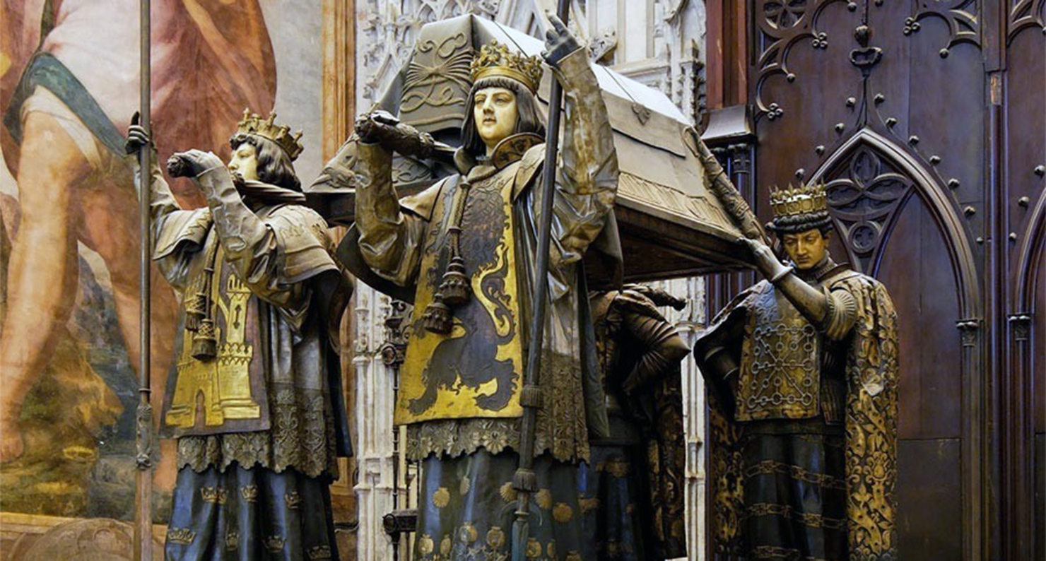 Tomb of Columbus in Seville Cathedral.
