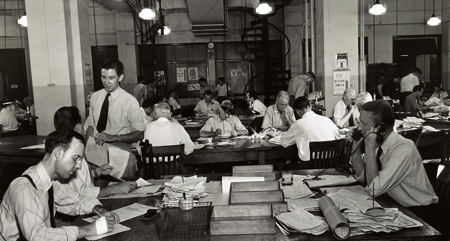 Newsroom of the New York Times, 1942.