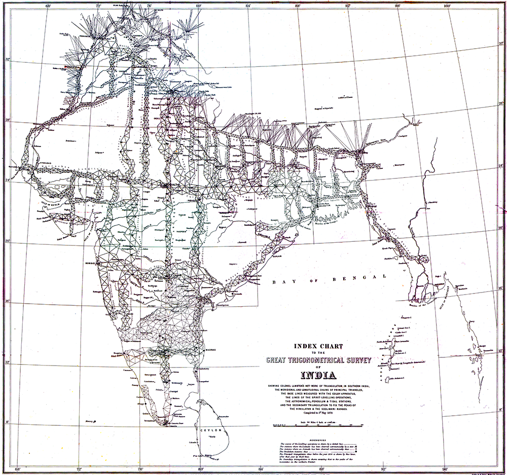 Index Chart of the Great Trigonometric Survey of India, 1870.