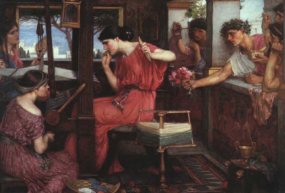 Penelope and the Suitors, by John William Waterhouse, 1912. Wikimedia Commons, Aberdeen Art Gallery.