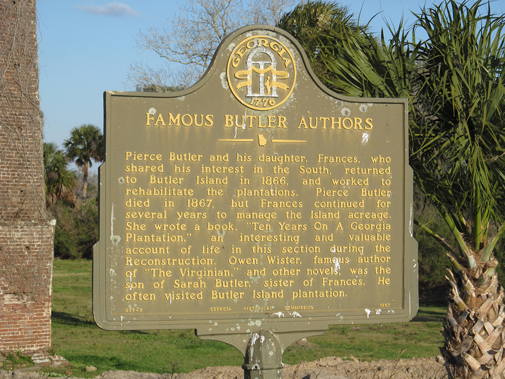 Photograph of “Famous Butler Authors” sign Butler Island Plantation, 2013, by Doug Kerr. Flickr (CC BY-SA 2.0).