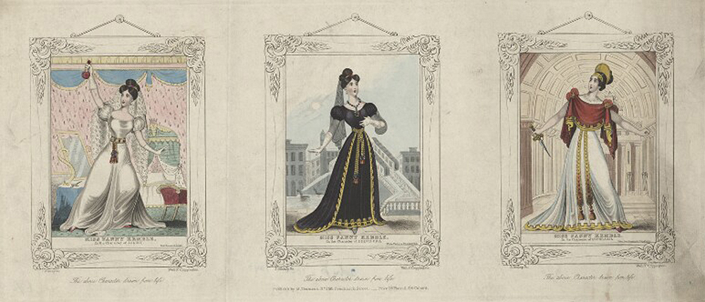 Fanny Kemble as Juliet, Belvidera, and Euphrasia  by J. Bishop, c. 1830. © National Portrait Gallery, London.