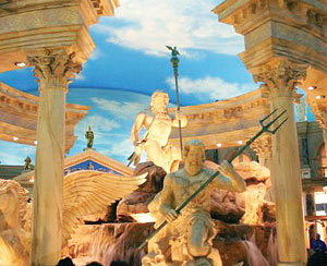 Statues holding tridents in Caesar's Palace