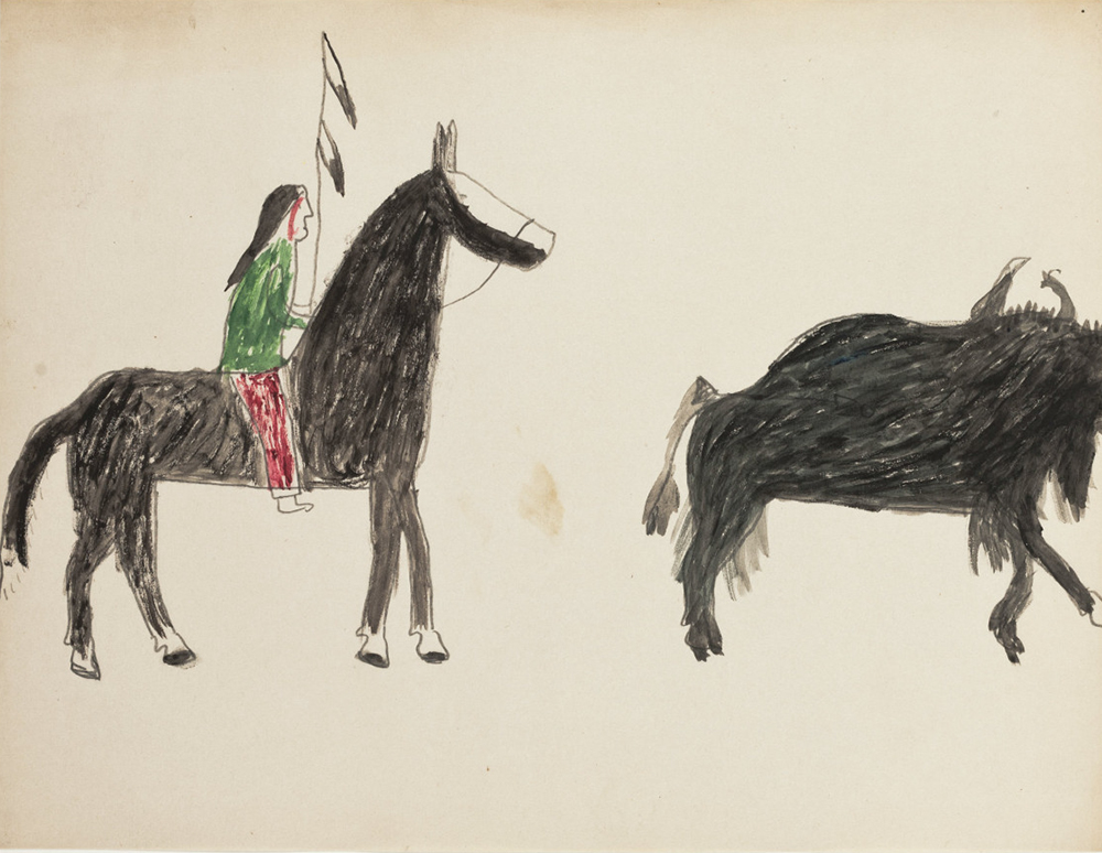 Lakota drawing composed at Fort Yates, North Dakota, c. 1913. Newberry Library, Edward E. Ayer Digital Collection.