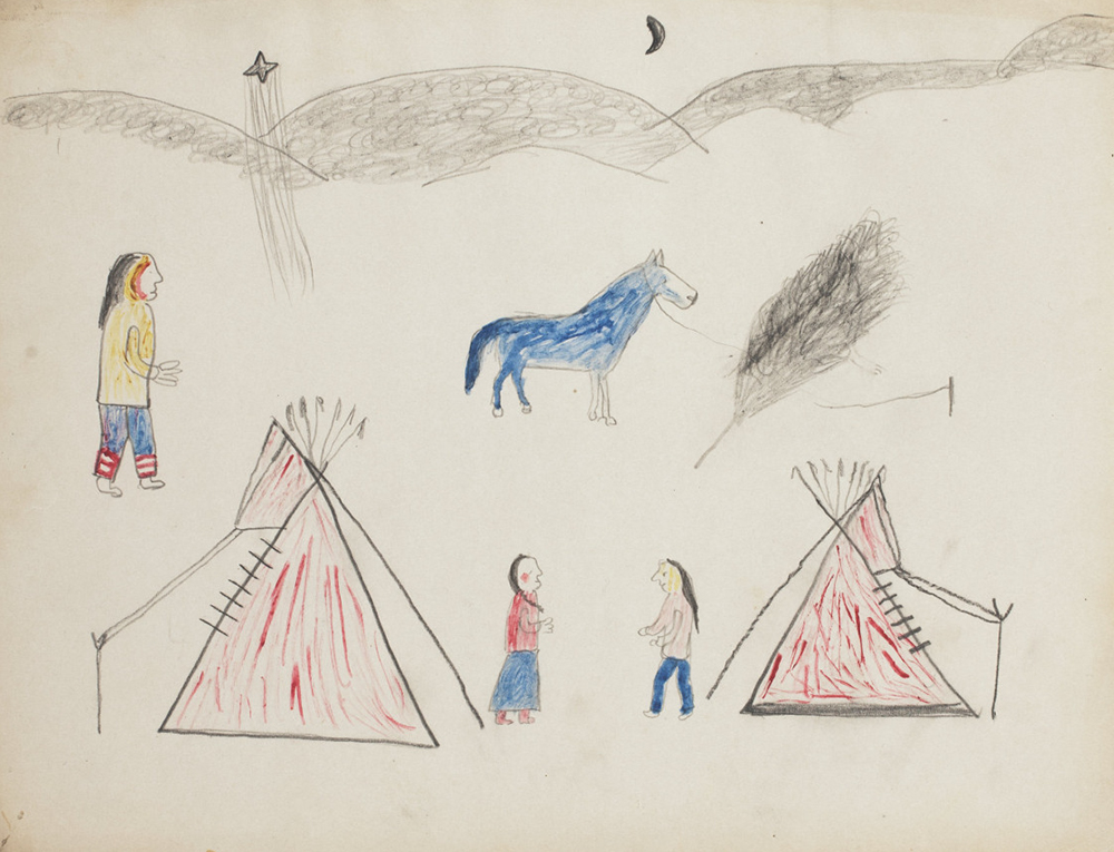 Lakota drawing composed at Fort Yates, North Dakota, c. 1913. Newberry Library, Edward E. Ayer Digital Collection.