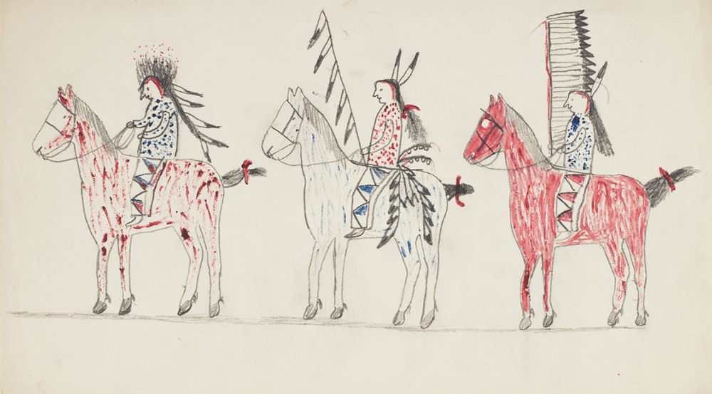 Lakota drawing composed at Fort Yates, North Dakota, c. 1913. Newberry Library, Edward E. Ayer Digital Collection.