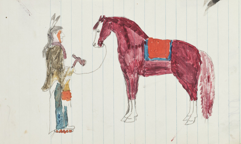 Lakota drawing composed at Fort Yates, North Dakota, c. 1913. Newberry Library, Edward E. Ayer Digital Collection.